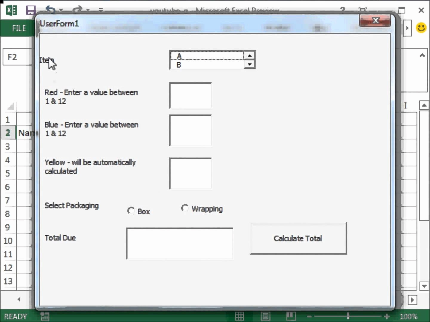 how do i create a simple form in excel