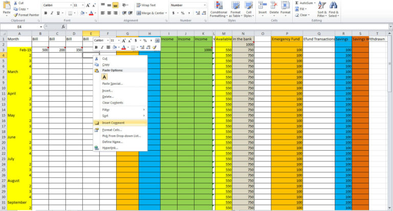 How To Create A Spreadsheet For Monthly Bills Db excel