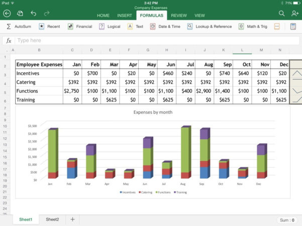 how to make a spreadsheet on ipad