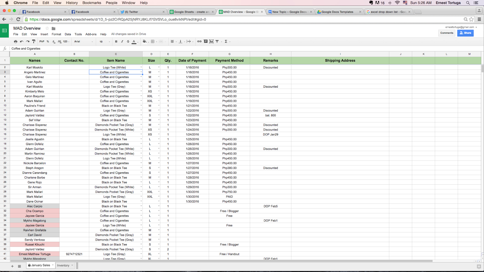 How To Create An Inventory Spreadsheet On Google Docs For Sales And Inventory Sheets  Google Product Forums