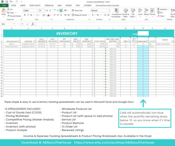 How To Create An Inventory Spreadsheet On Google Docs For Simple 