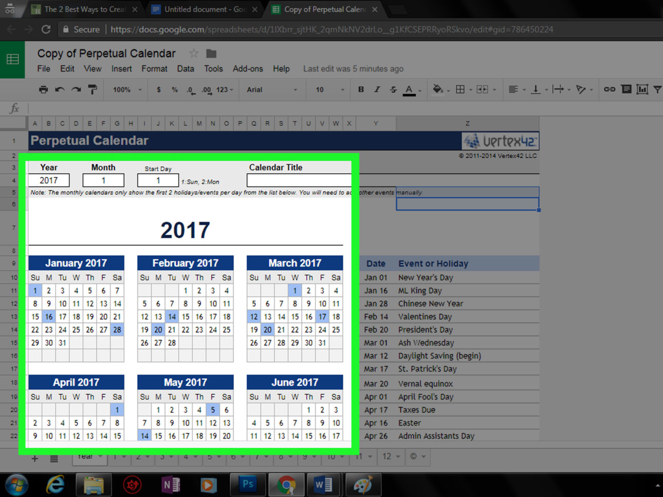 How To Make A Calendar In Google Spreadsheet