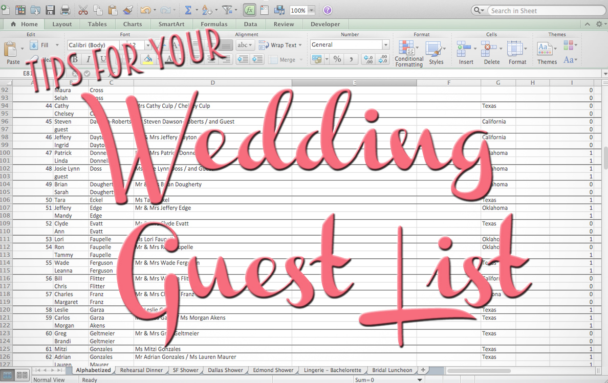 How To Make A Wedding List Spreadsheet In Tips For Making Your Wedding Guest List  The Yes Girls
