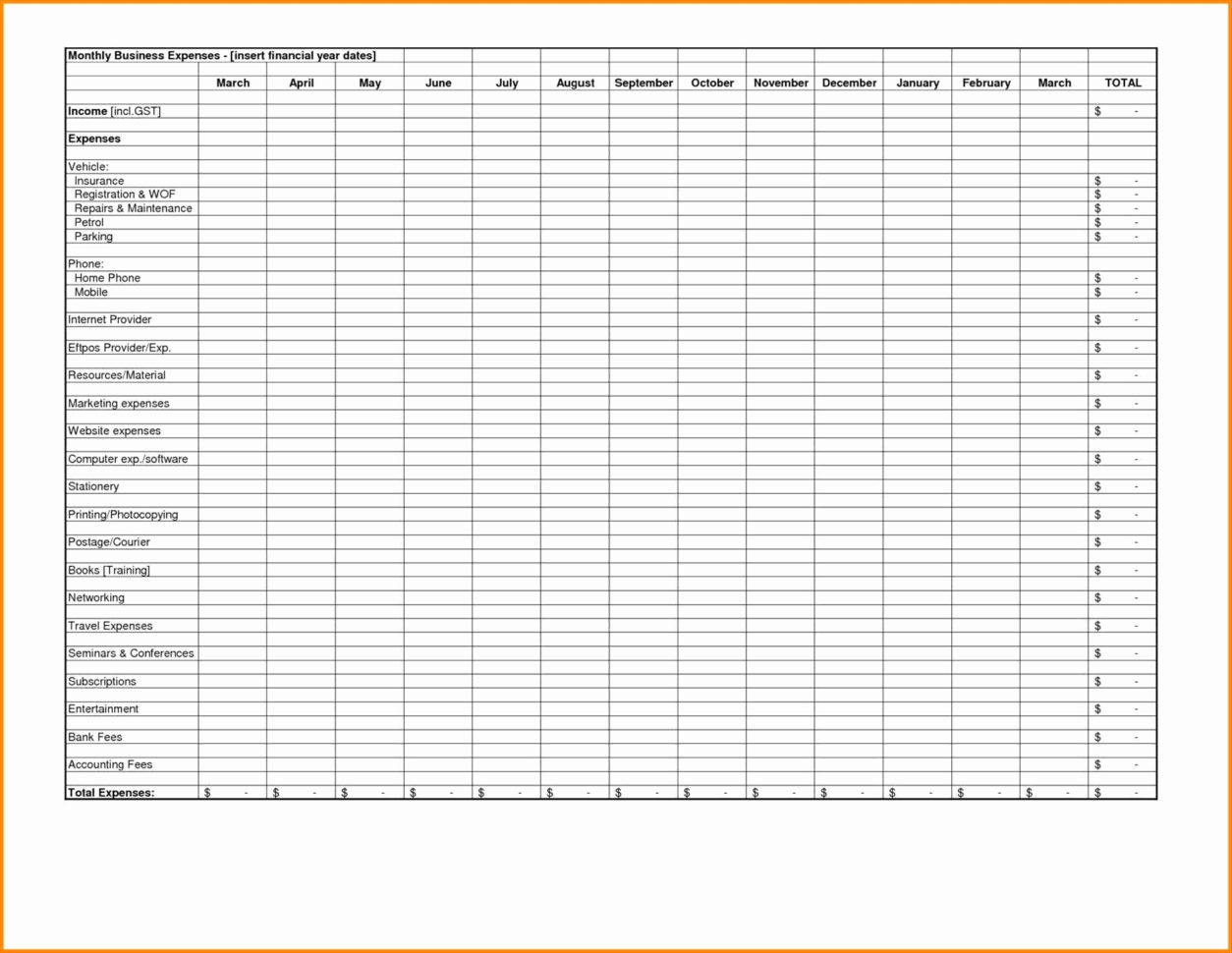How To Set Up Spreadsheet For Expenses In Excel Spreadsheet For Business Expenses Template Income And Small