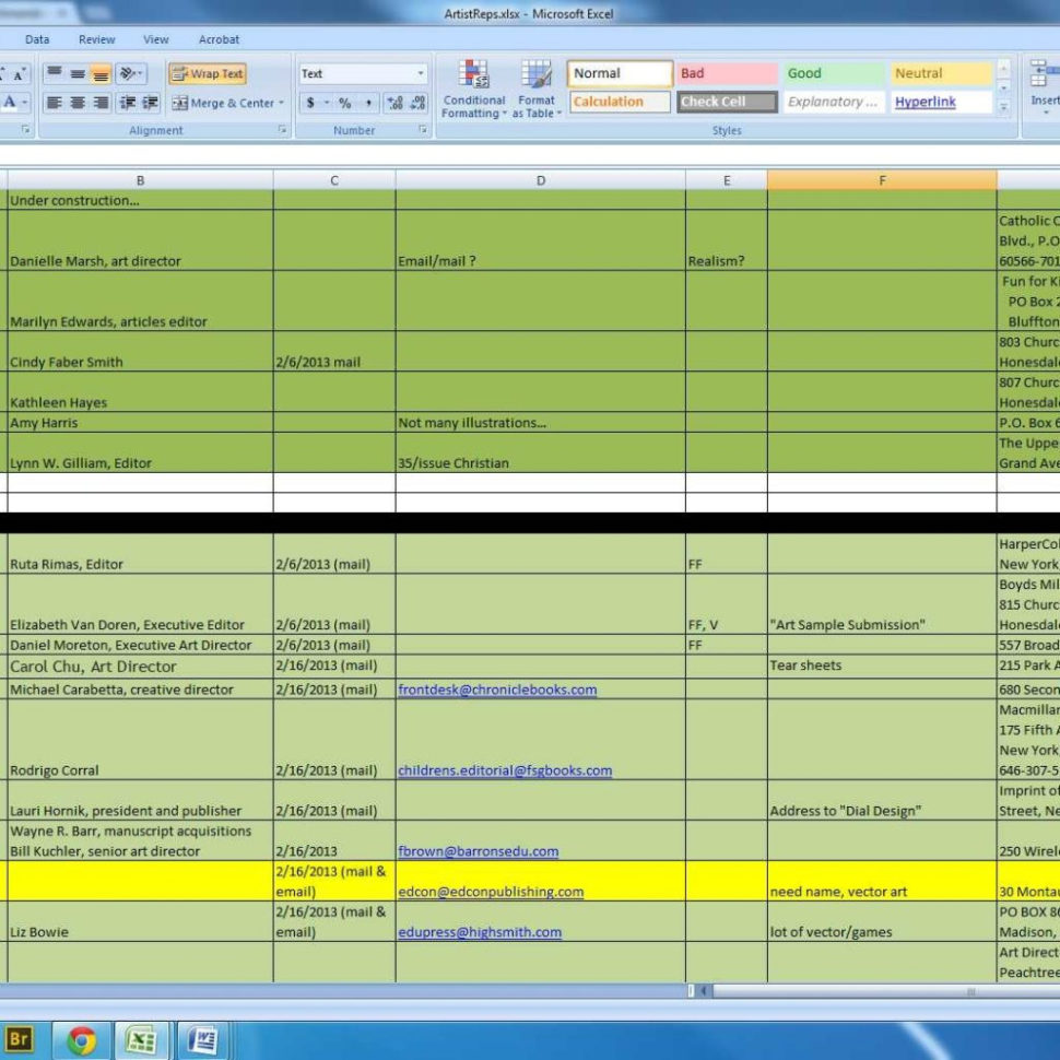 Illustrator Spreadsheet Within Amanda's Creative Studios  What Every Illustrator Should Know