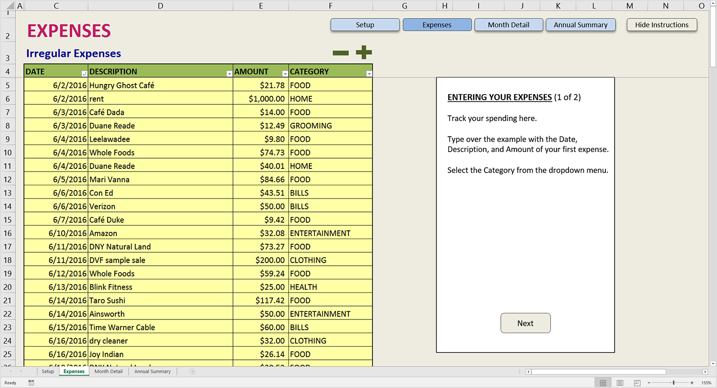 free daily income and expense excel template