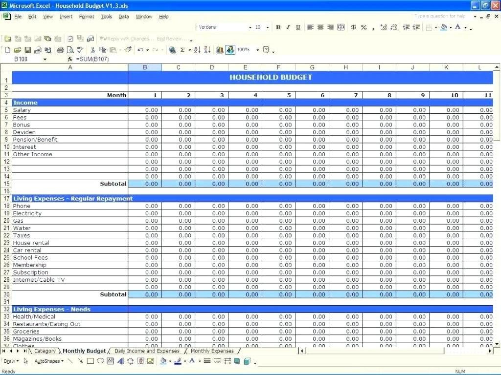 business daily income and expense excel sheet free download