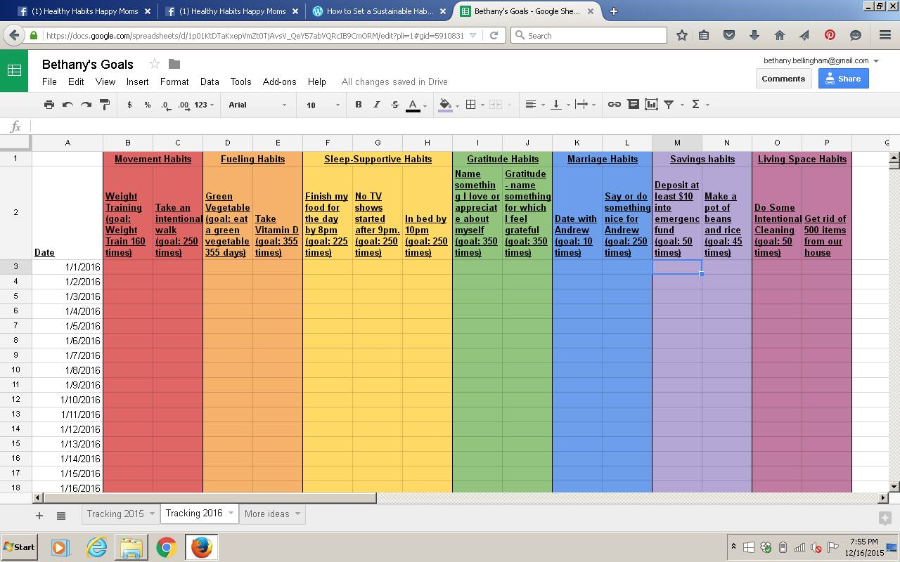 Injury Tracking Spreadsheet Intended For The Rainbow Spreadsheet! Habit Tracking Template  Power, Peace