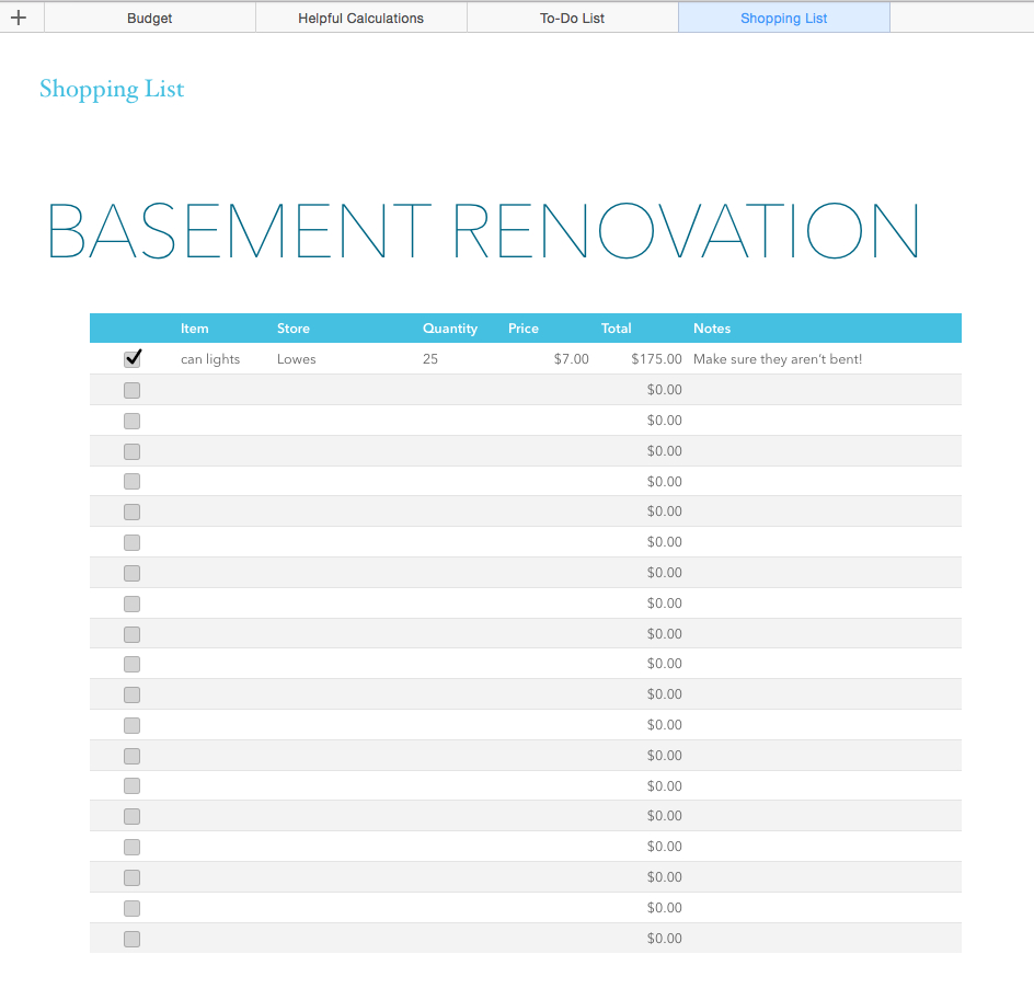 Interior Design Budget Excel Spreadsheet Regarding Basement Renovation Budget—Excel Template  Rachel Rossi