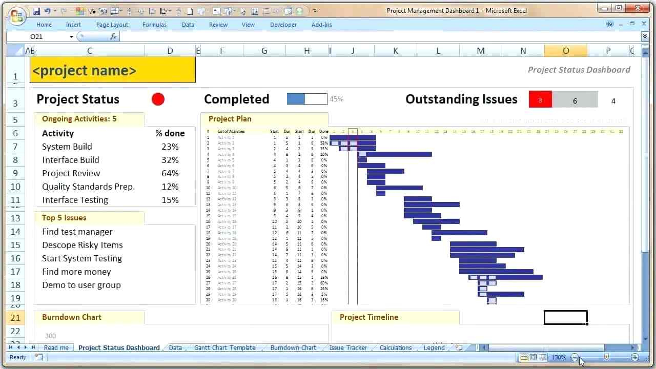 template excel project management