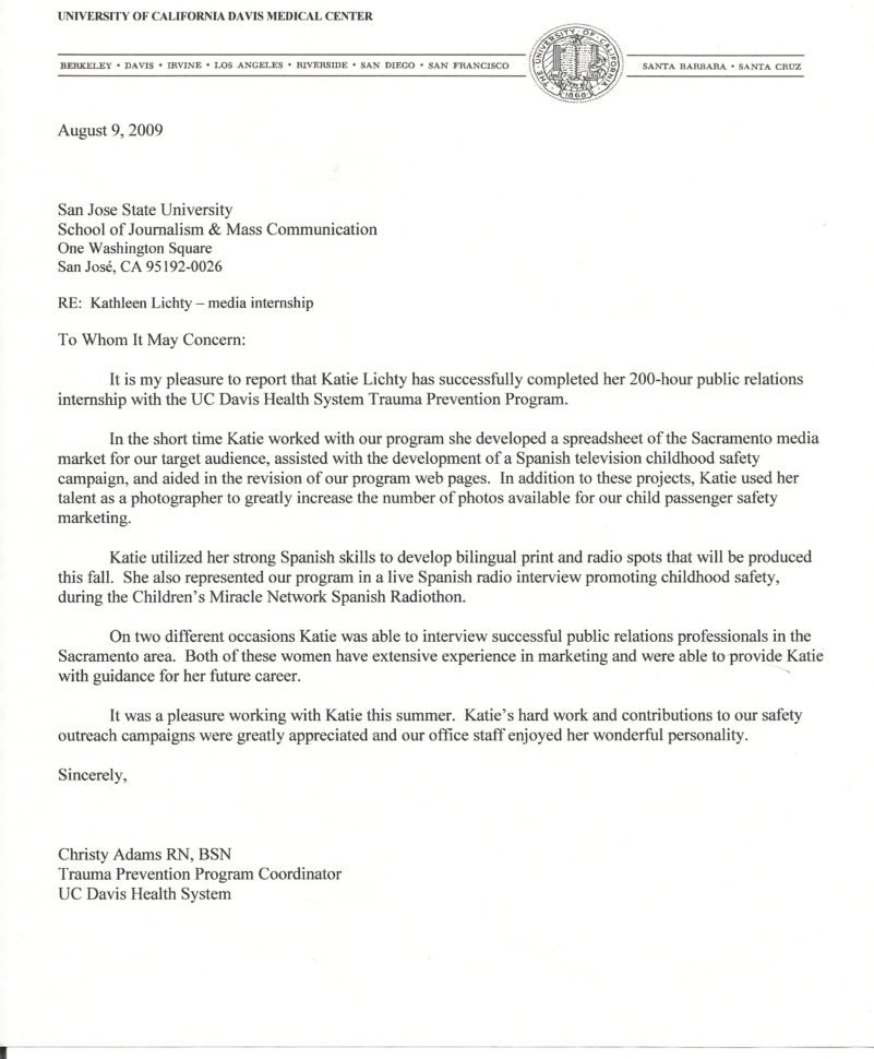 Internship Spreadsheet Intended For Letter Of Completion – Uc Davis Internship  Kathleen Lichty's Work