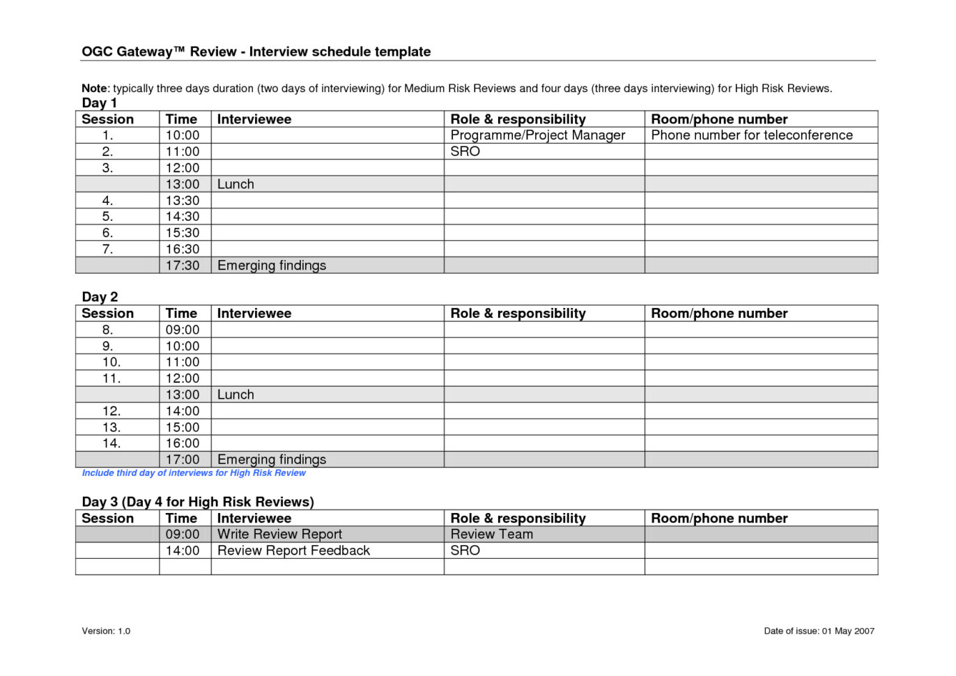 Interview Spreadsheet Template —