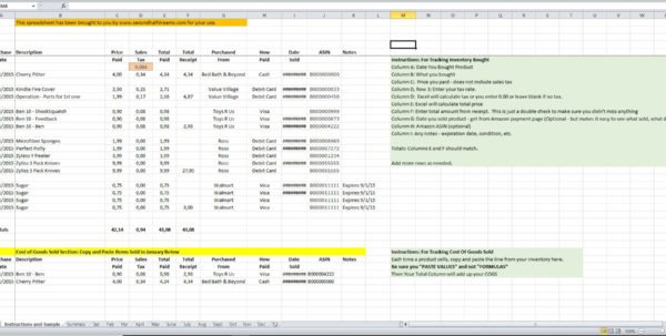 Inventory And Cost Of Goods Sold Spreadsheet Google Spreadshee ...