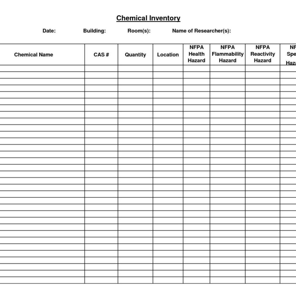 Inventory List Excel Spreadsheet Templates Intended For Chemical Inventory List Excel Template And Chemical Inventory List