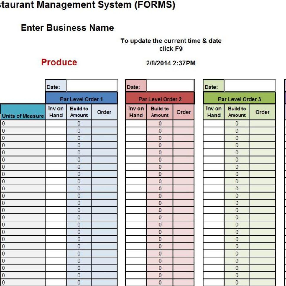 Business inventory ordering