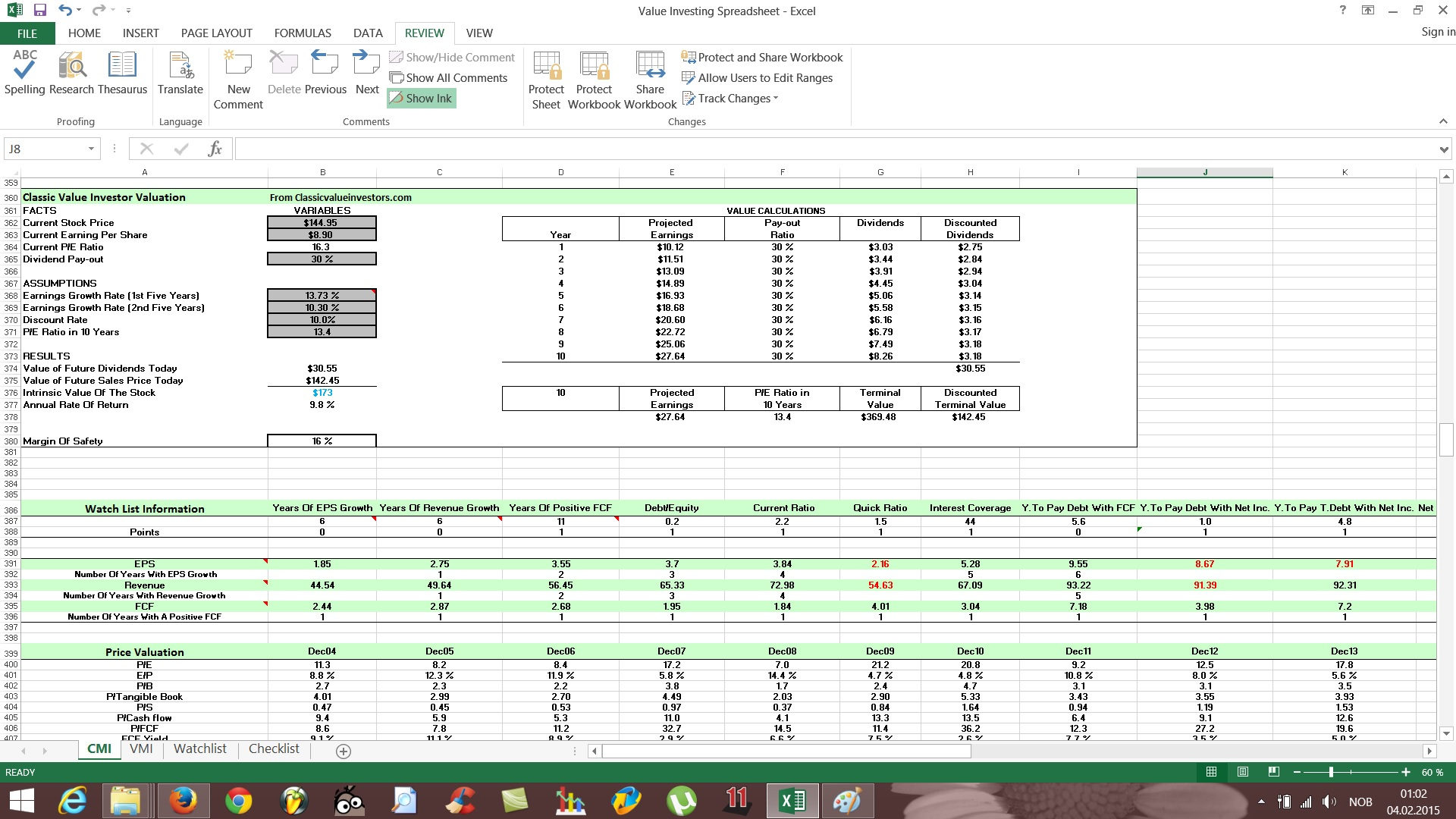 Investment Projection Spreadsheet Inside Free Value Investing Stock Spreadsheet