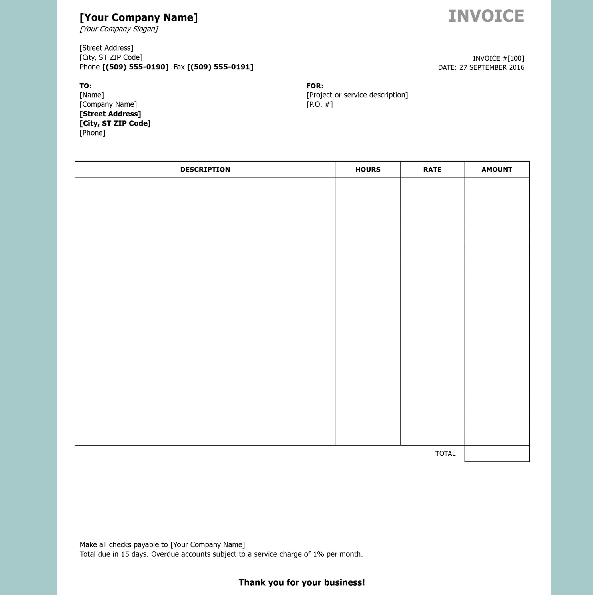Invoice Spreadsheet Template Free For Free Invoice Templatesinvoiceberry The Grid System