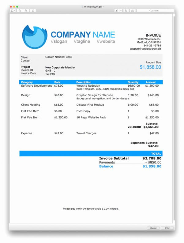 Invoice Spreadsheet Template Free throughout Filemaker Pro Invoice ...