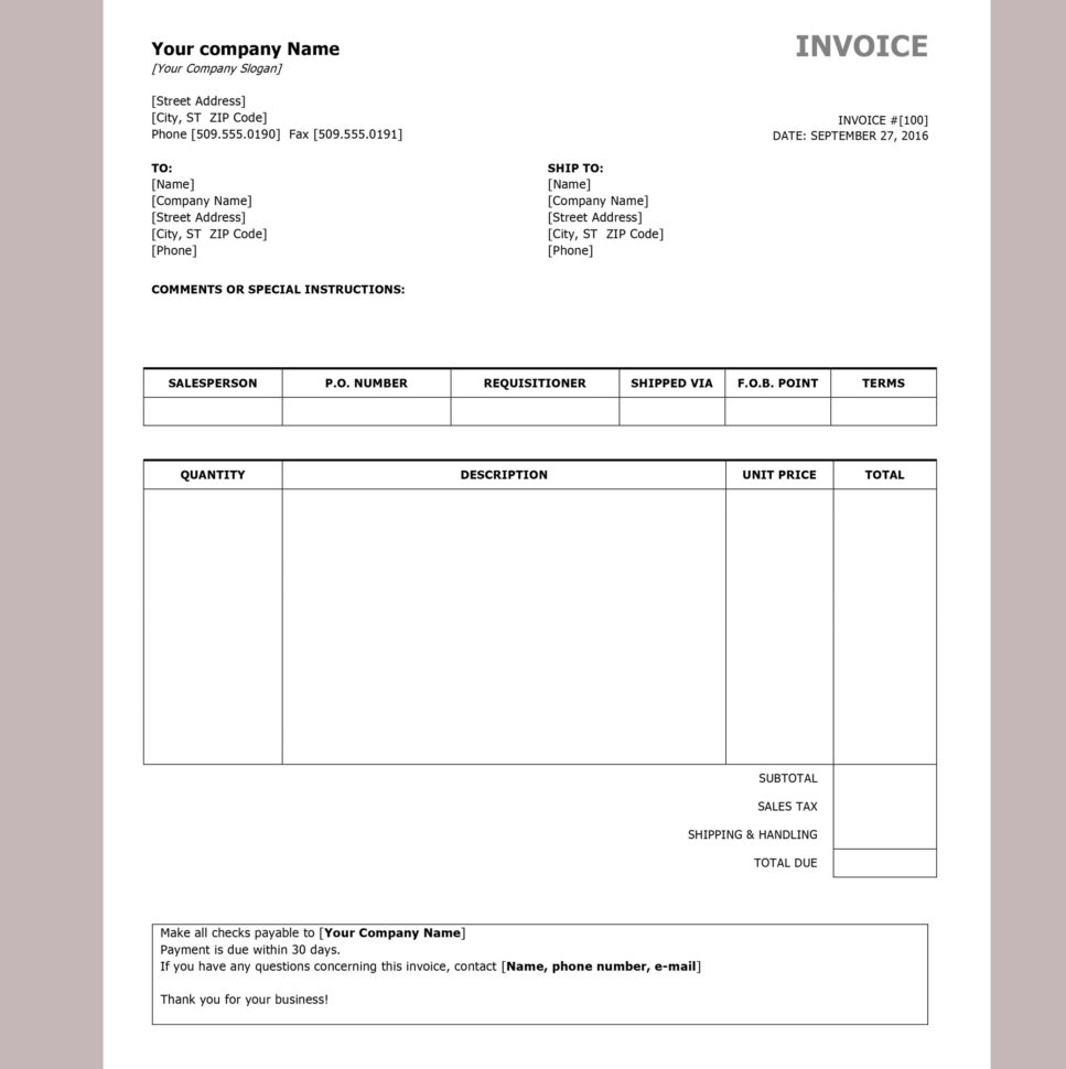 Invoice Spreadsheet Template Intended For Free Invoice Templatesinvoiceberry  The Grid System