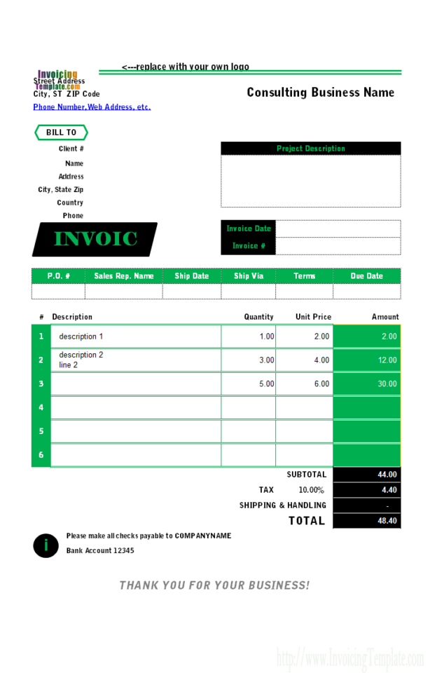 Invoice Spreadsheet Template Within Free Invoice Templates For Excel