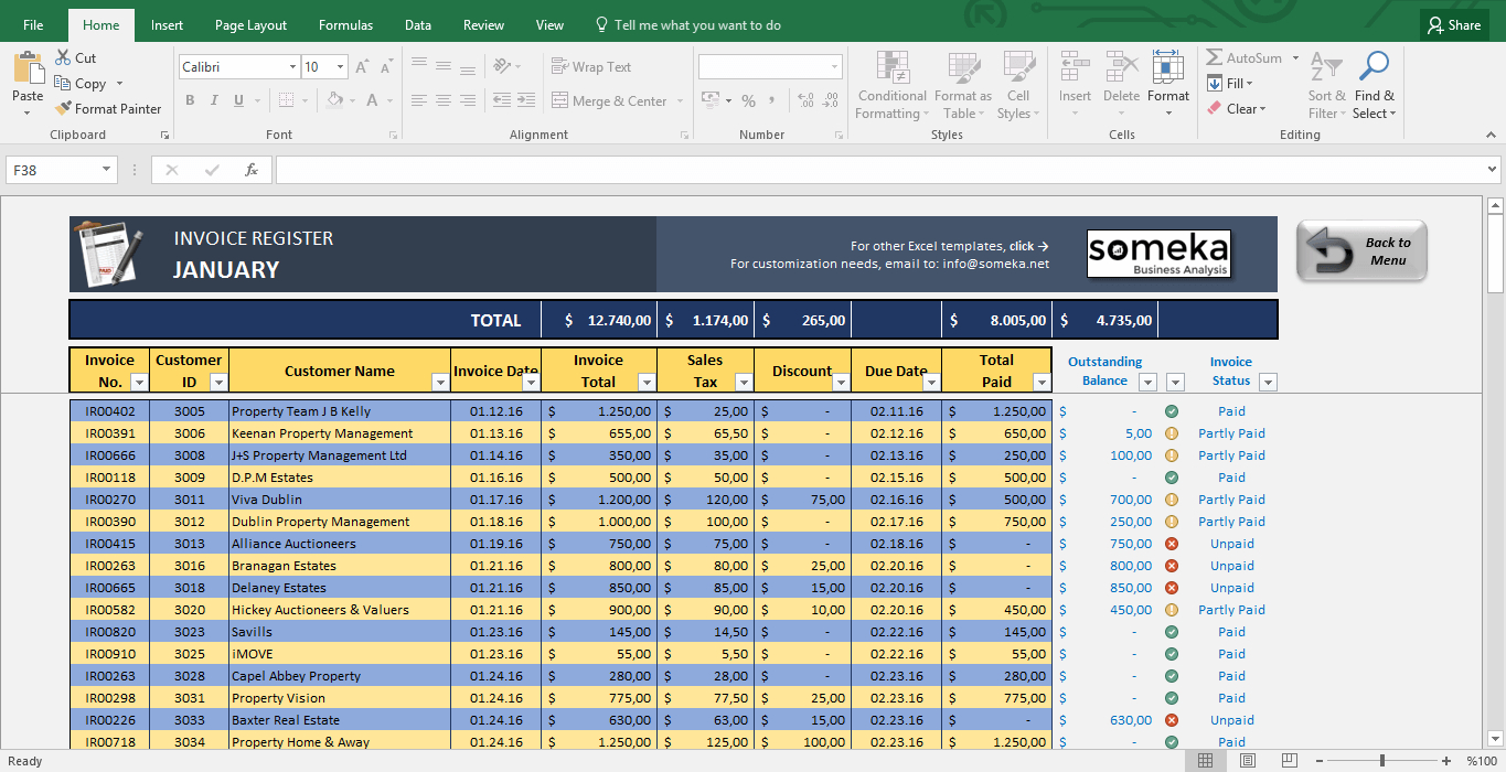 Invoice Tracking Spreadsheet Regarding Invoice Tracker  Free Excel Template For Small Business