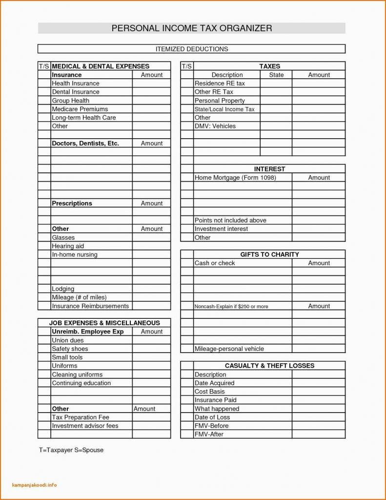 Itemized Deductions Spreadsheet Intended For Small Business Tax Worksheet Preparation Deductions 2018 Invoice