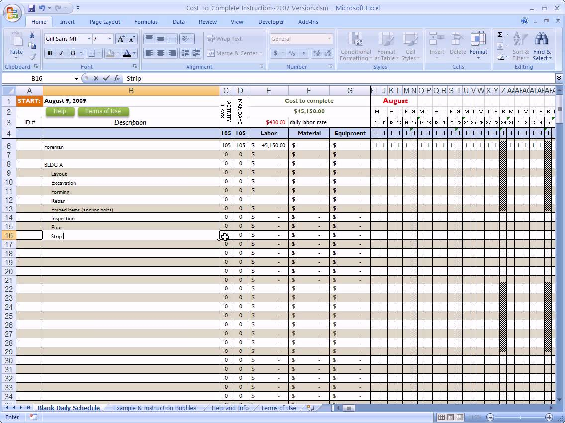 Job Costing Excel Template Free Download