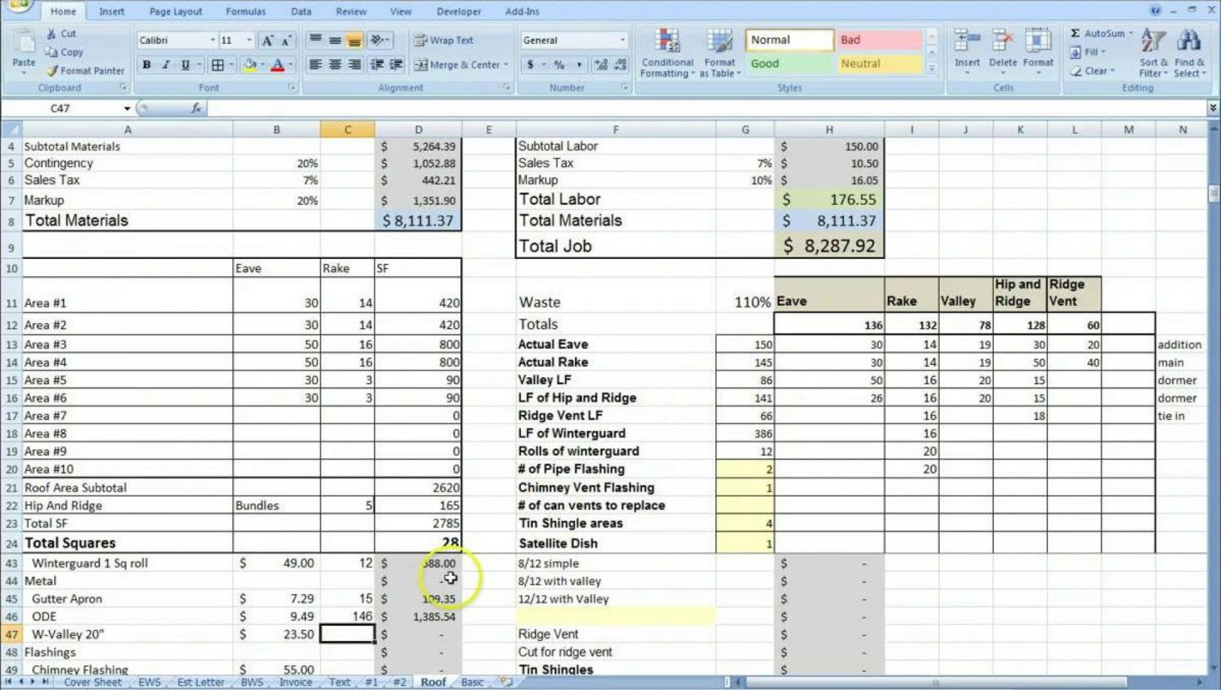 microsoft excel cost