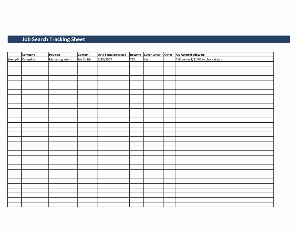 Free job search tracking template