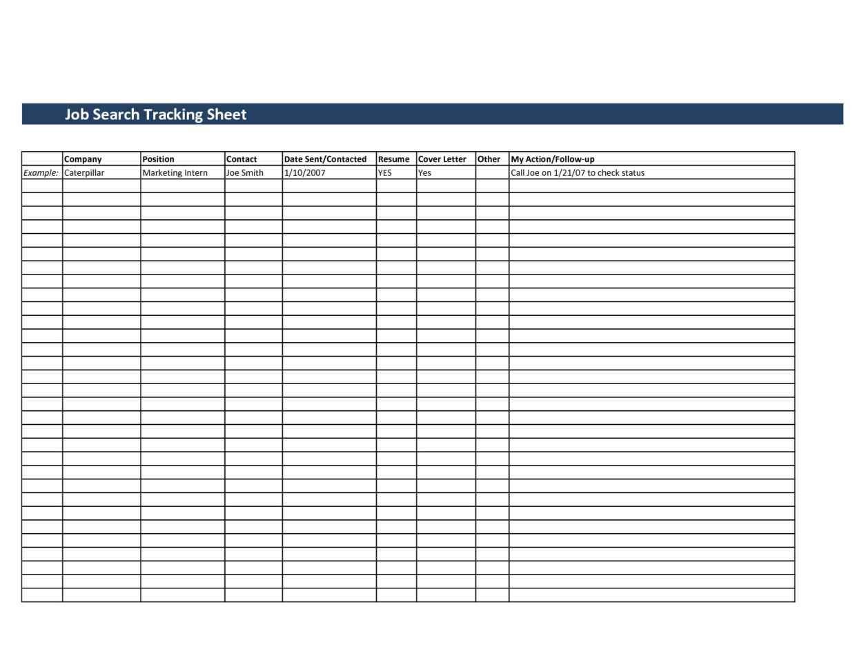 Job Search Tracking Spreadsheet —