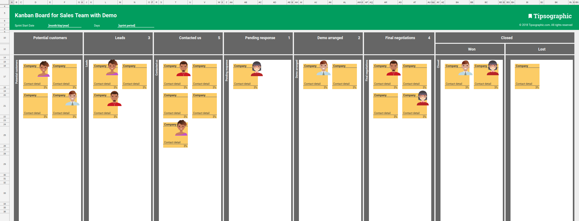 Kanban Spreadsheet in 4 Kanban Boards For Sales Team, Excel Free Download Excel And