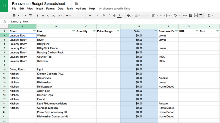 kitchen remodel design checklist excel