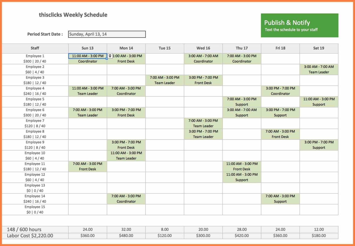 itemized labor hours spreadsheet