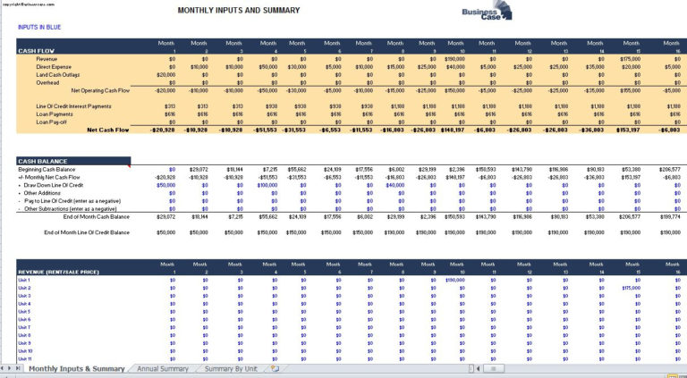 Land Development Cost Spreadsheet — db-excel.com