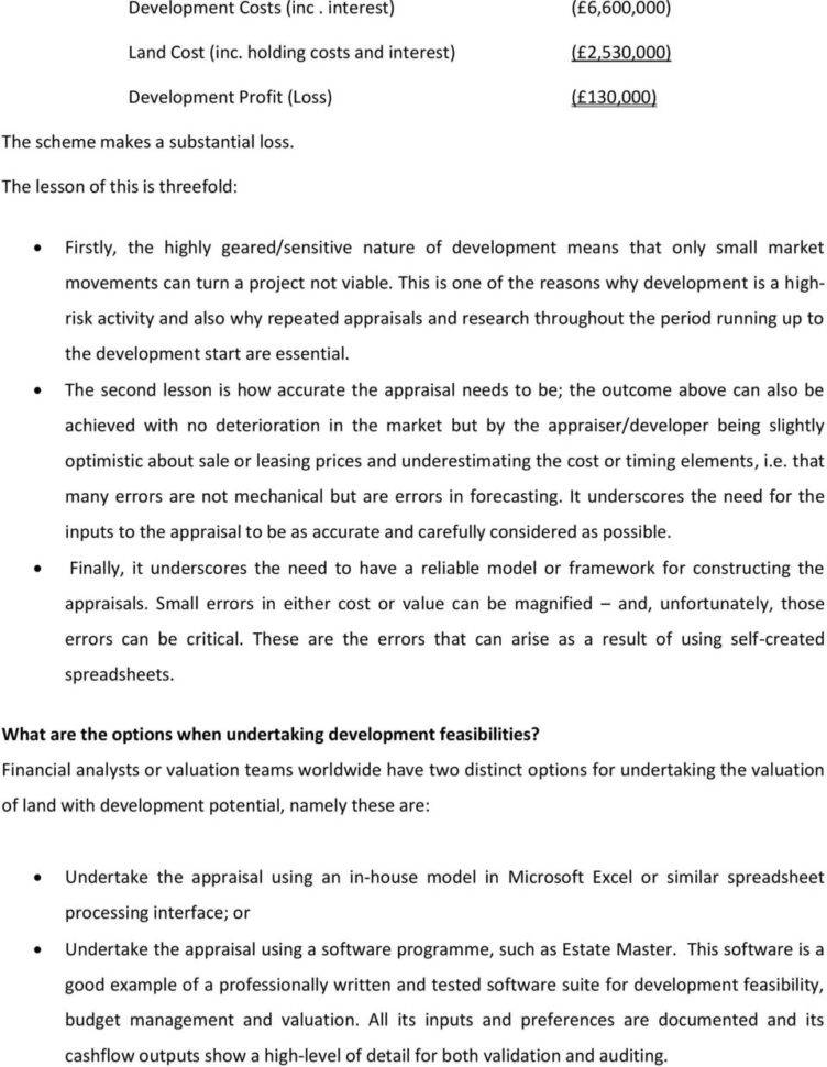 Land Development Cost Spreadsheet With An Evaluation Of Real Estate Development Feasibility Software