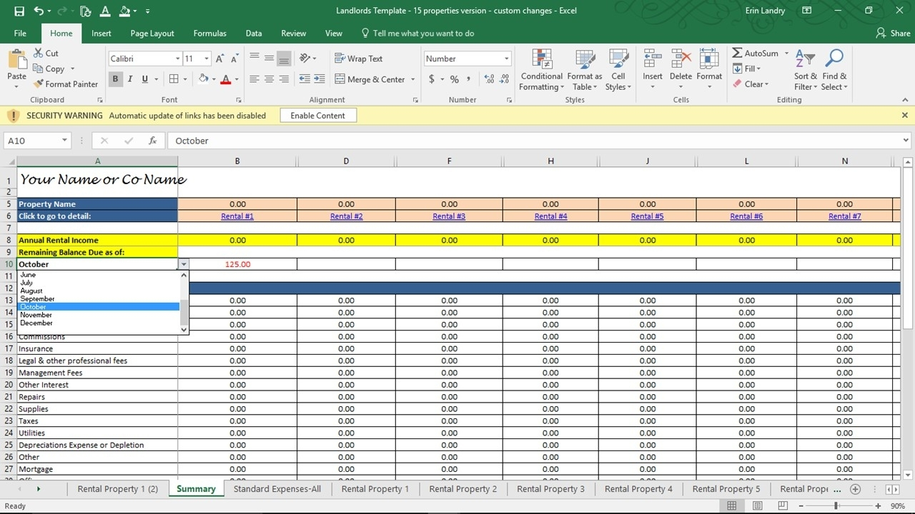 Landlord Expenses Spreadsheet pertaining to Landlord Accounting