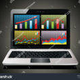 Laptop Spreadsheet In Laptop Showing Spreadsheet Some Charts Stock Vector Royalty Free