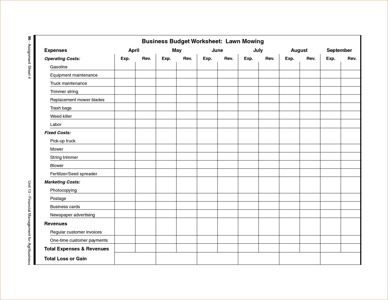 Lawn Care Schedule Spreadsheet —