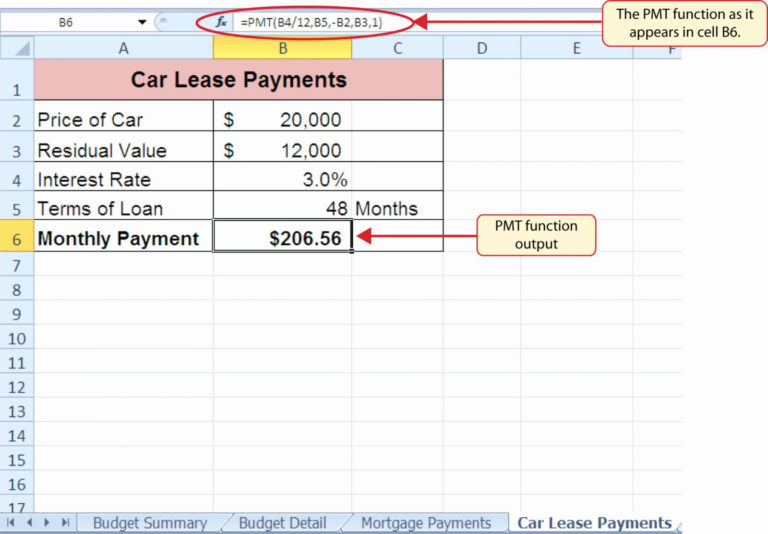 Lease Calculator Excel Spreadsheet throughout Car Lease Spreadsheet