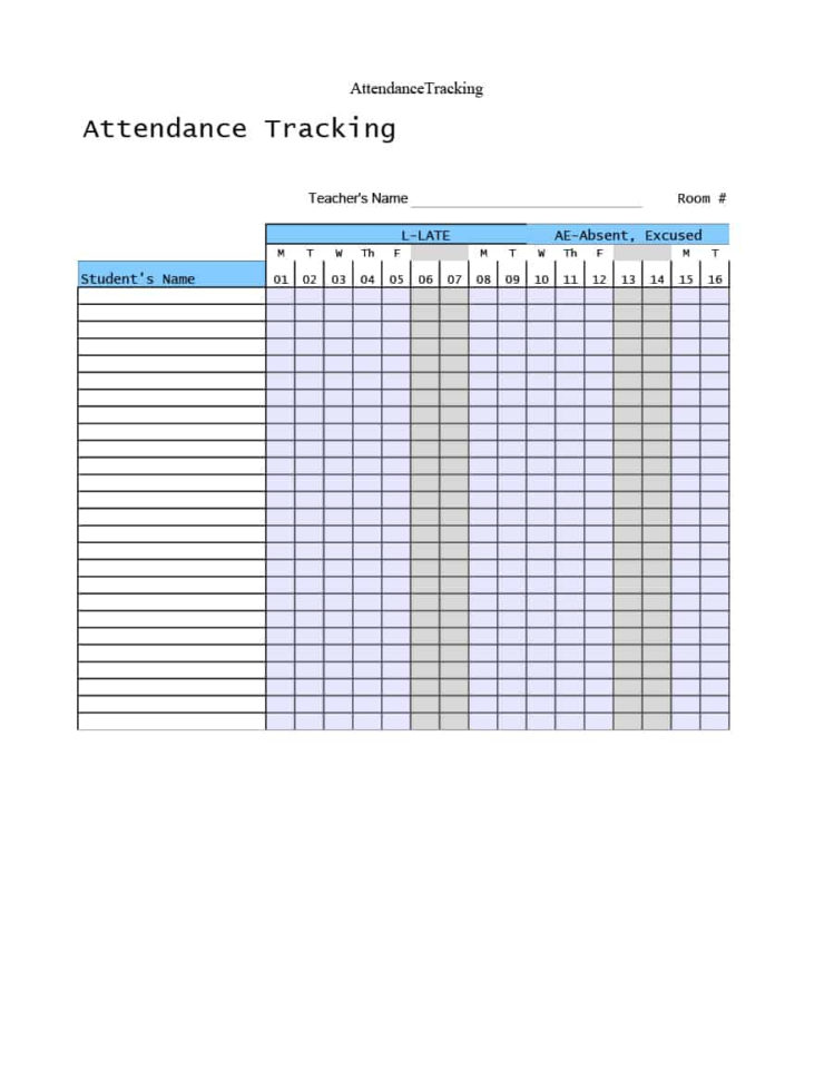 Leave Of Absence Tracking Spreadsheet In 40+ Free Attendance Tracker Templates [Employee, Student, Meeting]