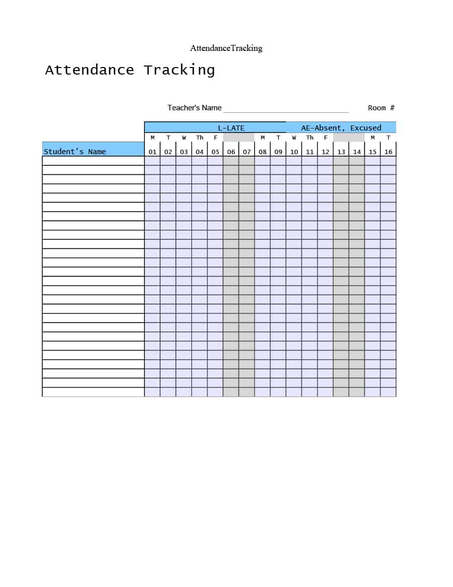 Leave Of Absence Tracking Spreadsheet In 40 Free Attendance Tracker
