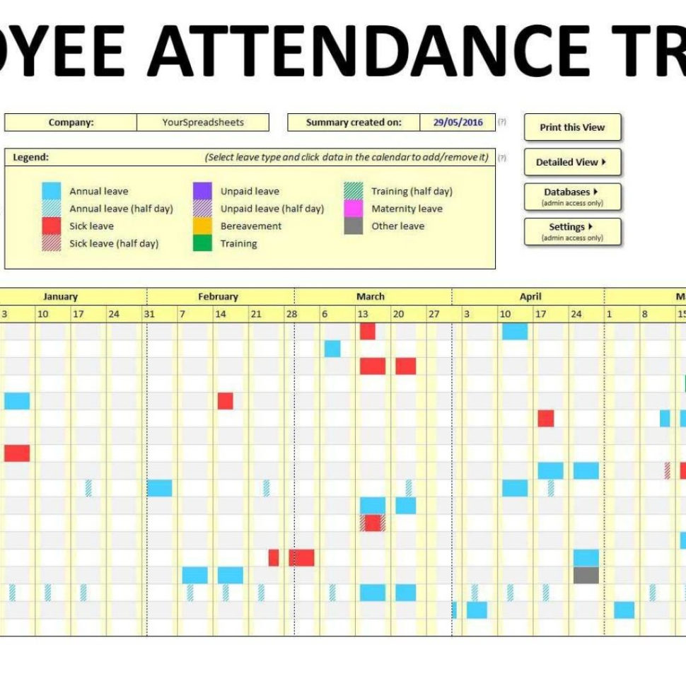 Leave Of Absence Tracking Spreadsheet In Employee Attendance Tracking Spreadsheet Free Tracker 4677