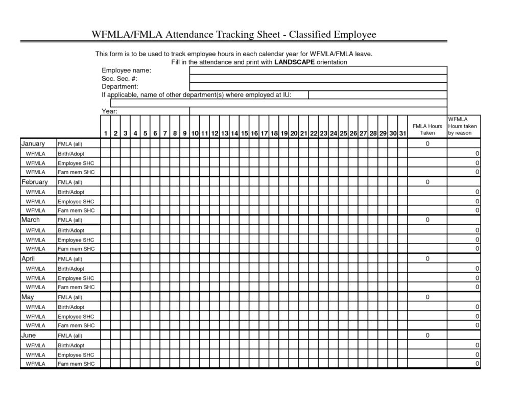 Leave Tracking Spreadsheet With Employee Attendance Tracking Spreadsheet Template Leave Tracker