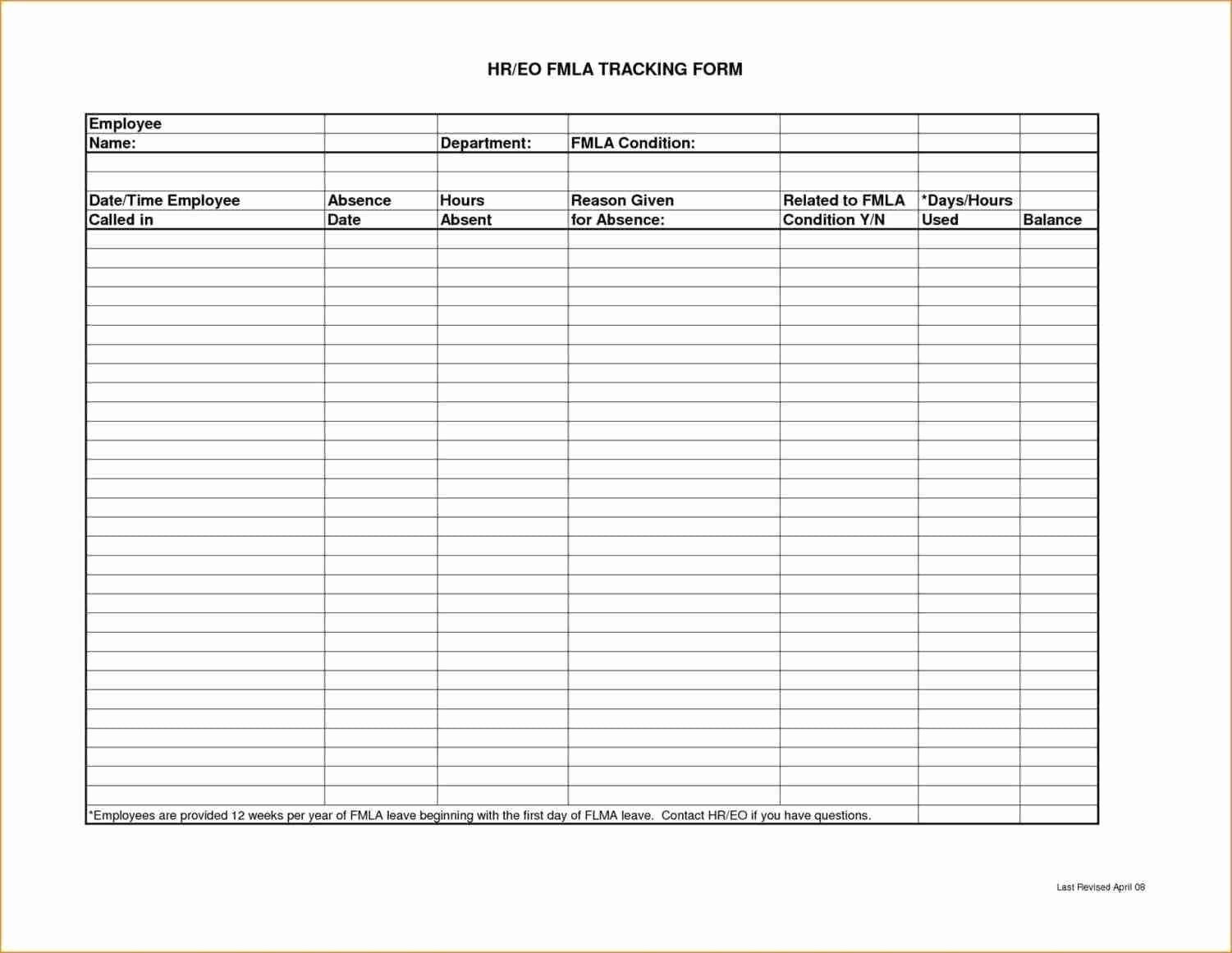Leave Tracking Spreadsheet Within Fmla Tracking Spreadsheet For Fmla Time Tracking Spreadsheet Leave