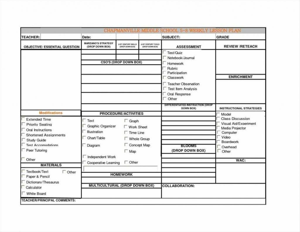 Lesson Plan Template Excel Spreadsheet Pertaining To Excel Lesson Plans For Middle Free Editable Weekly Plan Template