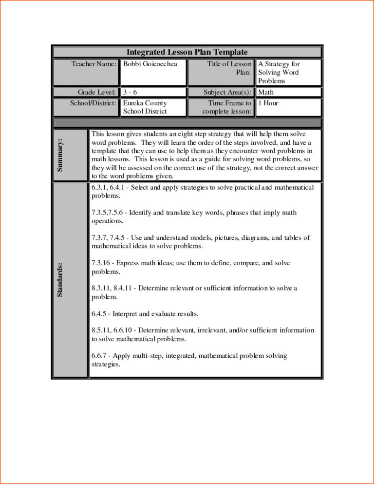 Lesson Plan Template Excel Spreadsheet — db-excel.com