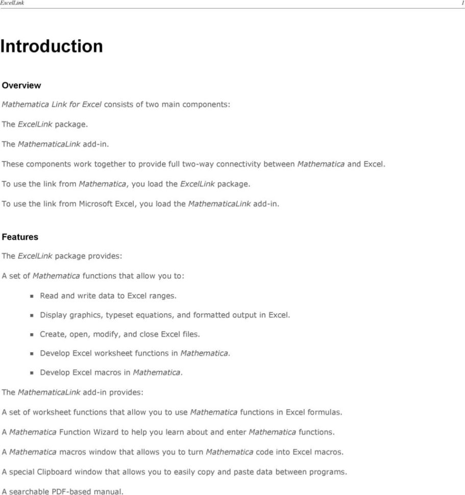 Link Excel Spreadsheets Intended For Mathematica Link For Excel Pdf