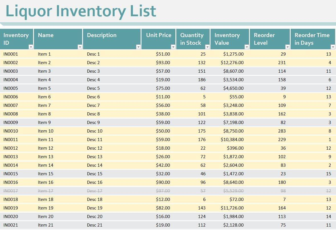 Liquor Inventory Spreadsheet Excel Intended For Free Liquor Inventory Spreadsheet Excel And Free Liquor Inventory
