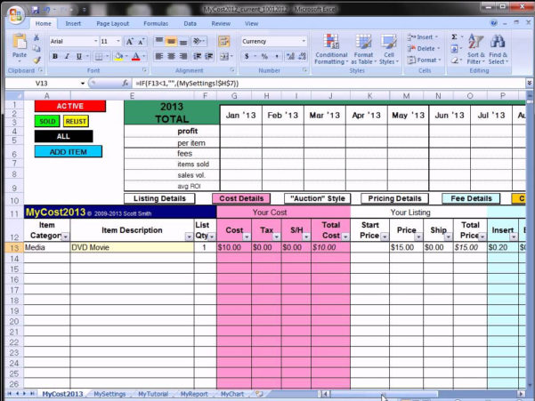 Live Auction Spreadsheet with Excel Spreadsheets For Dummies