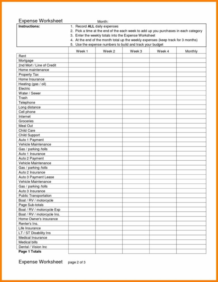 Living Expenses Spreadsheet with Retirement Expense Worksheet And